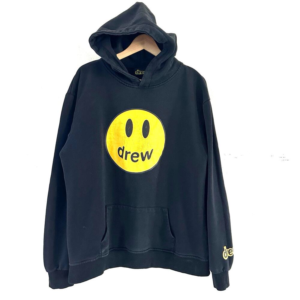Justin Bieber's Drew House Black Hoodie Sweater Size XL Smiley Logo Mascot